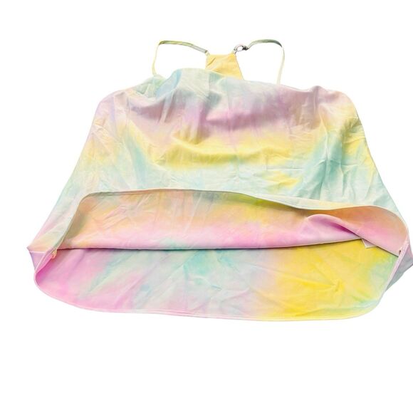 DO + BE Tank Top Medium Rainbow Sherbet Silky Flowy Y2K Festival Streetwear Club - Picture 6 of 8